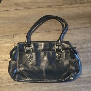 Wilson's Leather Elegant Black Leather Handbag Tote